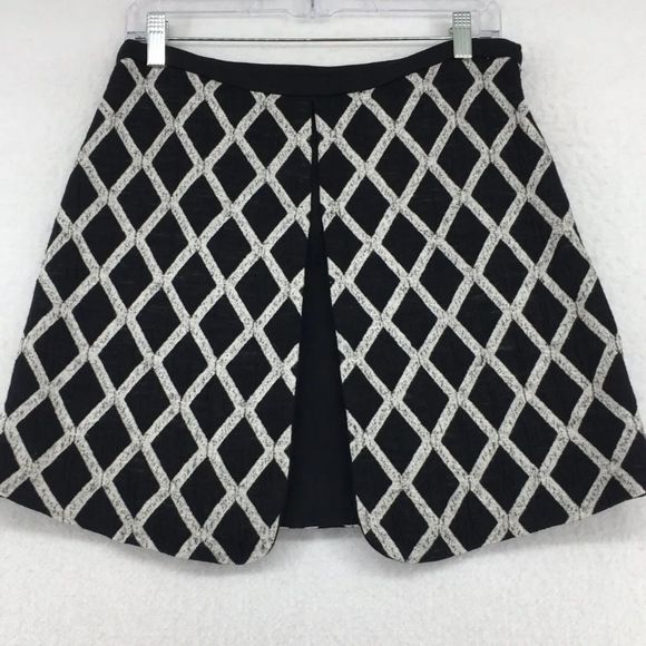 ELIZABETH AND JAMES Womens IRENE Black and White Diamond Pattern Mini Skirt Sz 8 - Picture 9 of 13